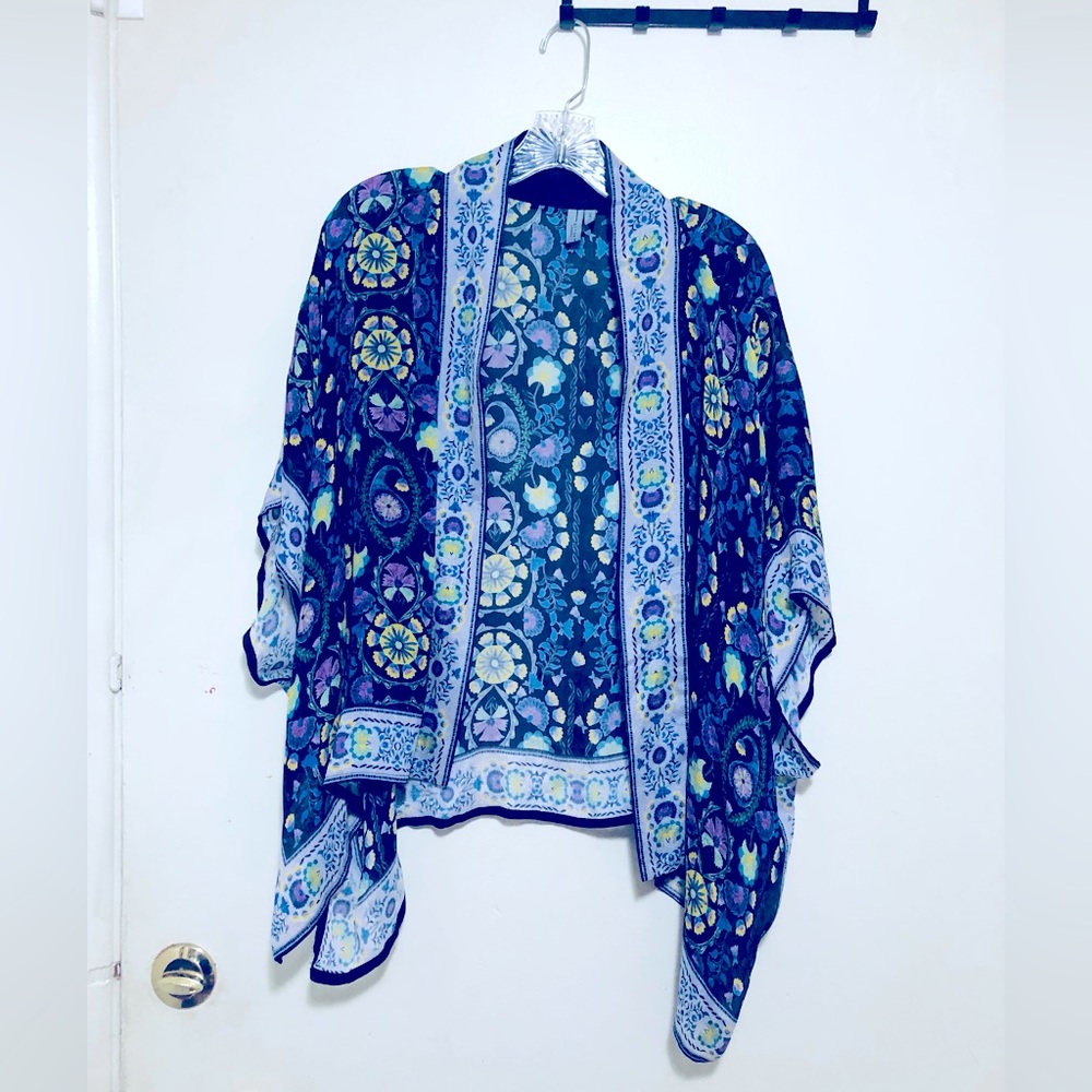 Anthropologie Blank London Kimono Poncho Floral Multicolor One Size - Picture 3 of 8